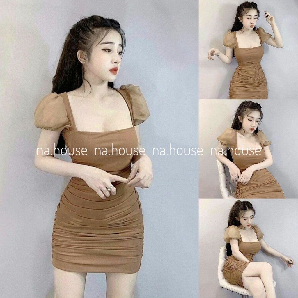 ĐẦM BODY ĐI CHƠI ĐI TIỆC NAHOUSE VÁY NHÚN CỔ VUÔNG THIẾT KẾ XINH XẮN