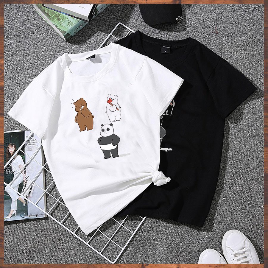 Áo thun nữ tay lỡ form rộng 3 chú gấu dễ thương vải dày mịn 2020TN1004