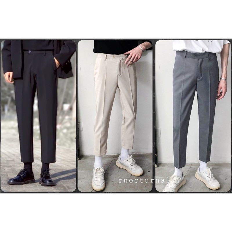 QUẦN BAGGY ÂU UNISEX NOCTURNAL Nam Nữ Cặp Đôi Unisex Phong Cách Dạo Phố Sài Gòn Ulzzang 2021 (3 màu: Đen, Kem, Xám)