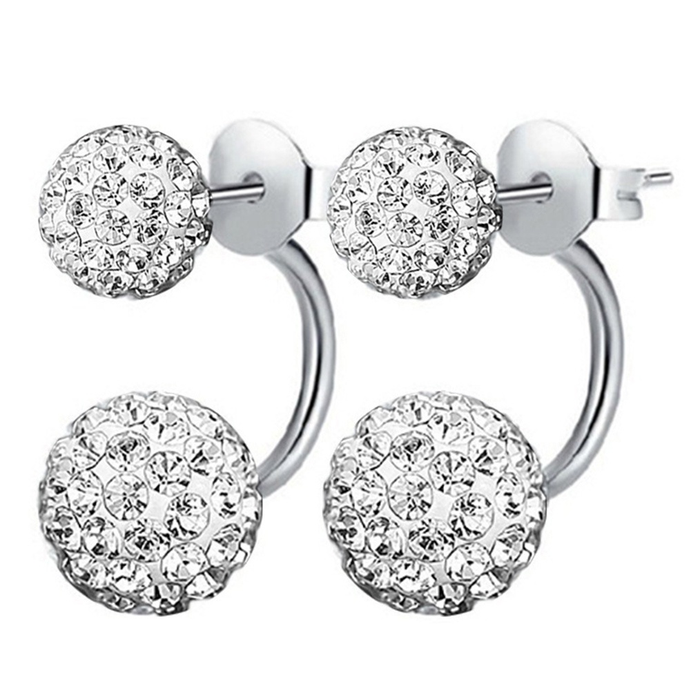 Bông tai nữ mặt hình cầu đính đá thanh lịch thời trang