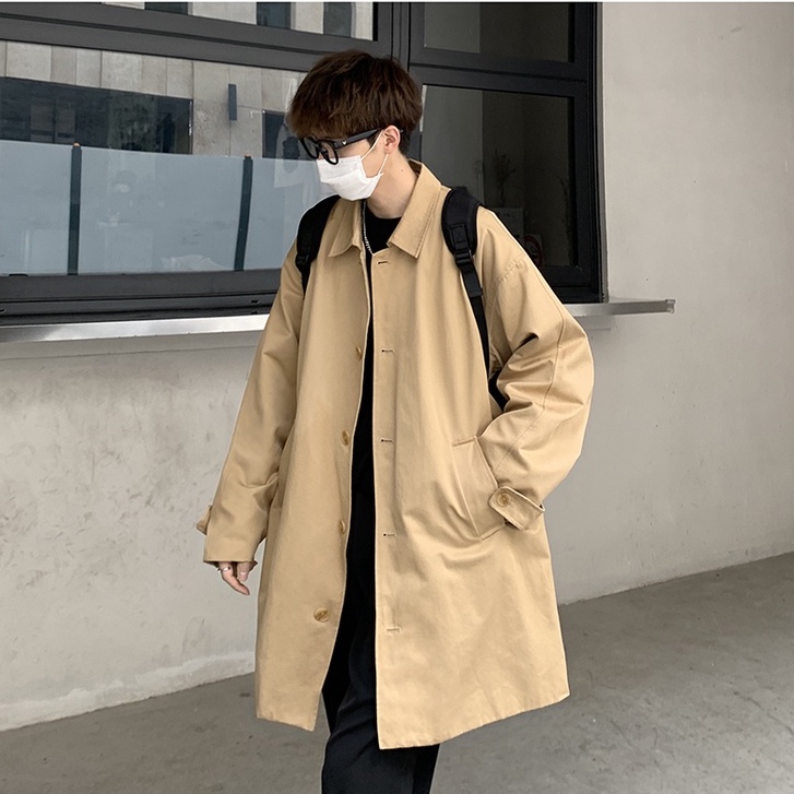 Áo Khoác Kaki Dáng Dài Rộng Phong Cách Nhật Bản Thời Trang Mùa Thu Dành Cho Nam M-2xl