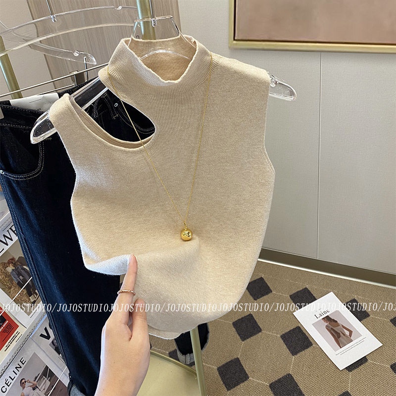 Áo dệt kim JSC không tay màu trơn ôm dáng thời trang cho nữ