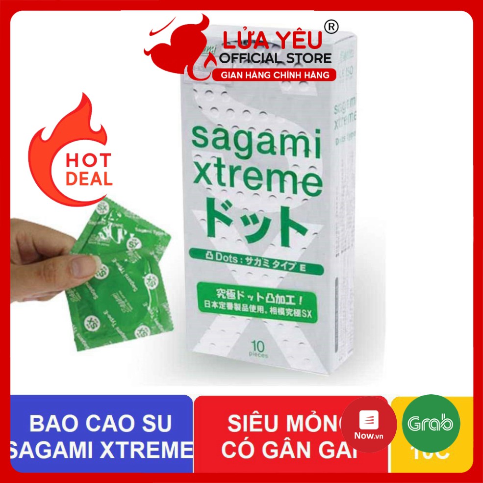Bao cao su Sagami Xtreme Dots Type có gân, gai tăng kích thích /áo mưa BCS LỬA YÊU