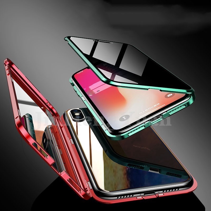 Ốp Điện Thoại Kính Viền Kim Loại Từ Tính Chống Nhìn Trộm Bảo Vệ 360 Độ Cho iPhone 6 6