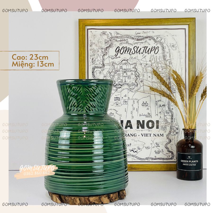Lọ Hoa Men Hỏa Biến Ngọc Lục Bảo - Gốm Sứ Bát Tràng - Bình Tranh Trí - gomsutupo - Gốm Sứ TUPO - Decor Nội Thất