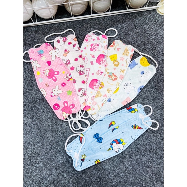 Khẩu trang trẻ em KF94 cho bé 4d mask in hình kháng khuẩn 4 lớp đẹp dễ thương 10 cái 0-3 Tuổi