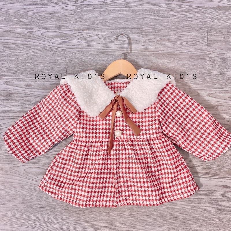 Áo khoác cho bé dạ kẻ 2 lớp lót lông từ 7-20kg