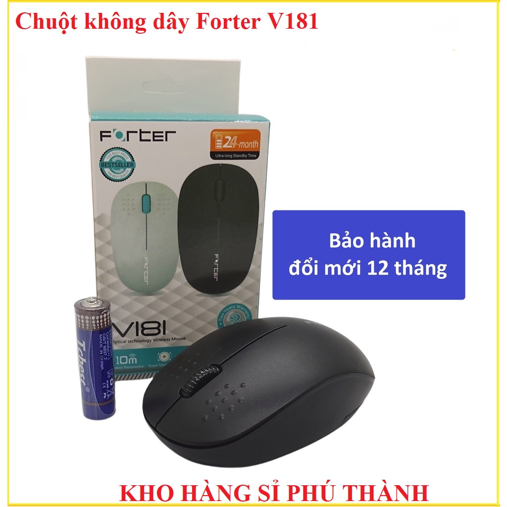 Chuột Không Dây FORTER V181 - Tặng Kèm Pin - Siêu Nhạy - Hàng Chính Hãng 100%, Full Box, BH 12 T