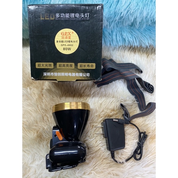 Đèn pin siêu sáng Gpx 6802 - đèn pin đội đầu công suất 80w- sáng liên tục 8-10h