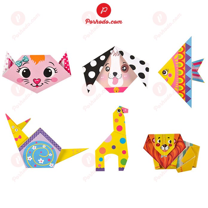 Bộ giấy thủ công origami 152 tờ bản Tiếng Anh KB216067, giấy màu thủ công có hình mẫu cho bé