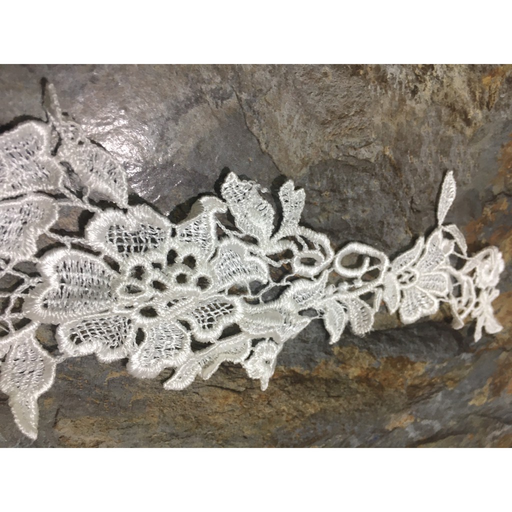Bông Ren Trang Trí Quần Áo RBM161292 dài 32cm Vải Ren Hoa Đính Váy Cưới, Ren Thêu Hoa làm Áo Dài, Ren Làm Váy Công Chúa