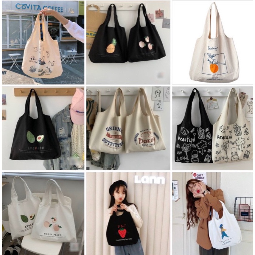 Túi tote vải canvas đựng đồ đi học cỡ lớn đựng vừa laptop phong cách ulzzang giá rẻ