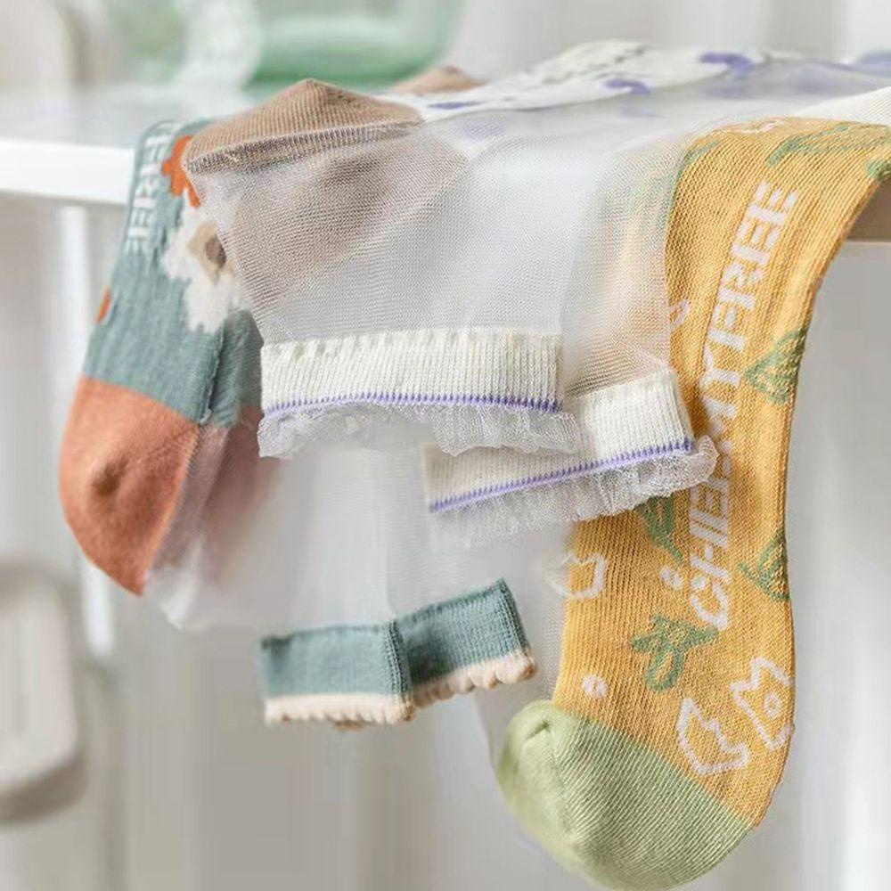 Vớ Cổ Thấp Bằng Vải Lụa Cotton Mỏng Thoải Mái In Họa Tiết Hoa Cổ Điển Thời Trang Cho Nữ