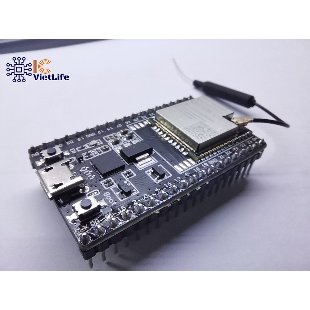 Module RF Thu Phát Wifi BLE  ESP32-DevKitC V4 Tặng Kèm Ăng Ten 2.4GHz 3dBi IPEX (BẮT SÓNG MẠNH GẤP 3 LẦN WIFI ON BOARD)