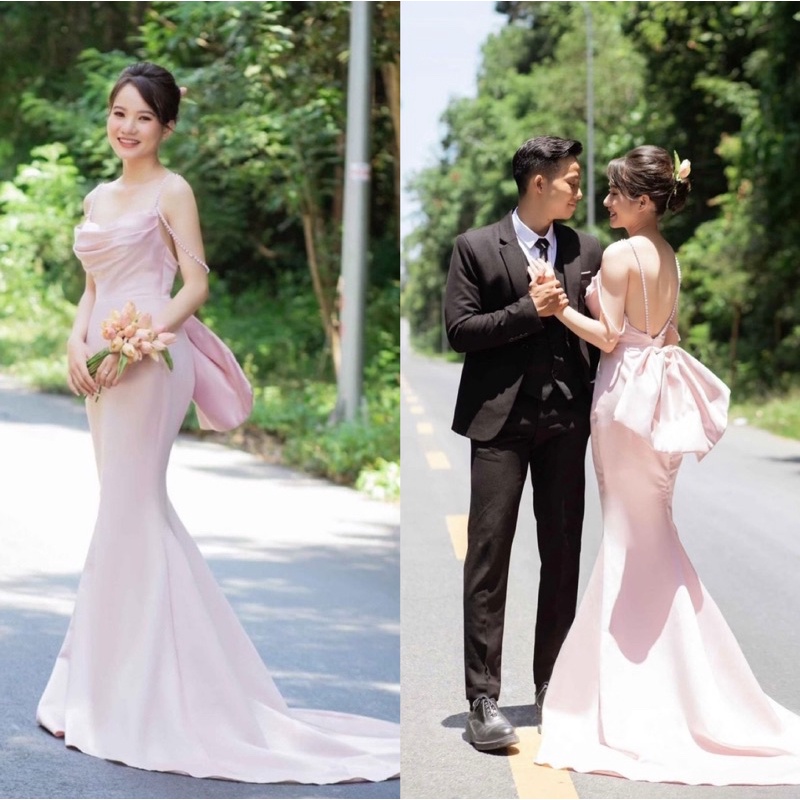 MS1304y ĐẦM BODY ĐUÔI CÁ CỔ ĐỔ NƠ LƯNG  ( đầm, nơ lưng) full size S/M/L/XL