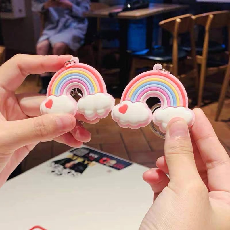 [ HCM ] Móc khoá  cầu vòng kèm đám mây cute dùng treo balo_ móc khoá