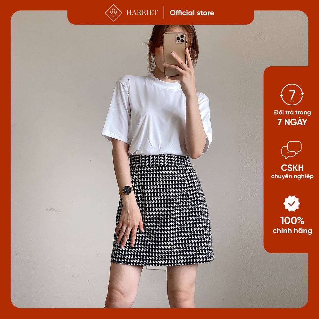 Áo phông nữ cổ tròn chất liệu cotton mềm mại thấm hút mồ hôi 3.5cm Harriet