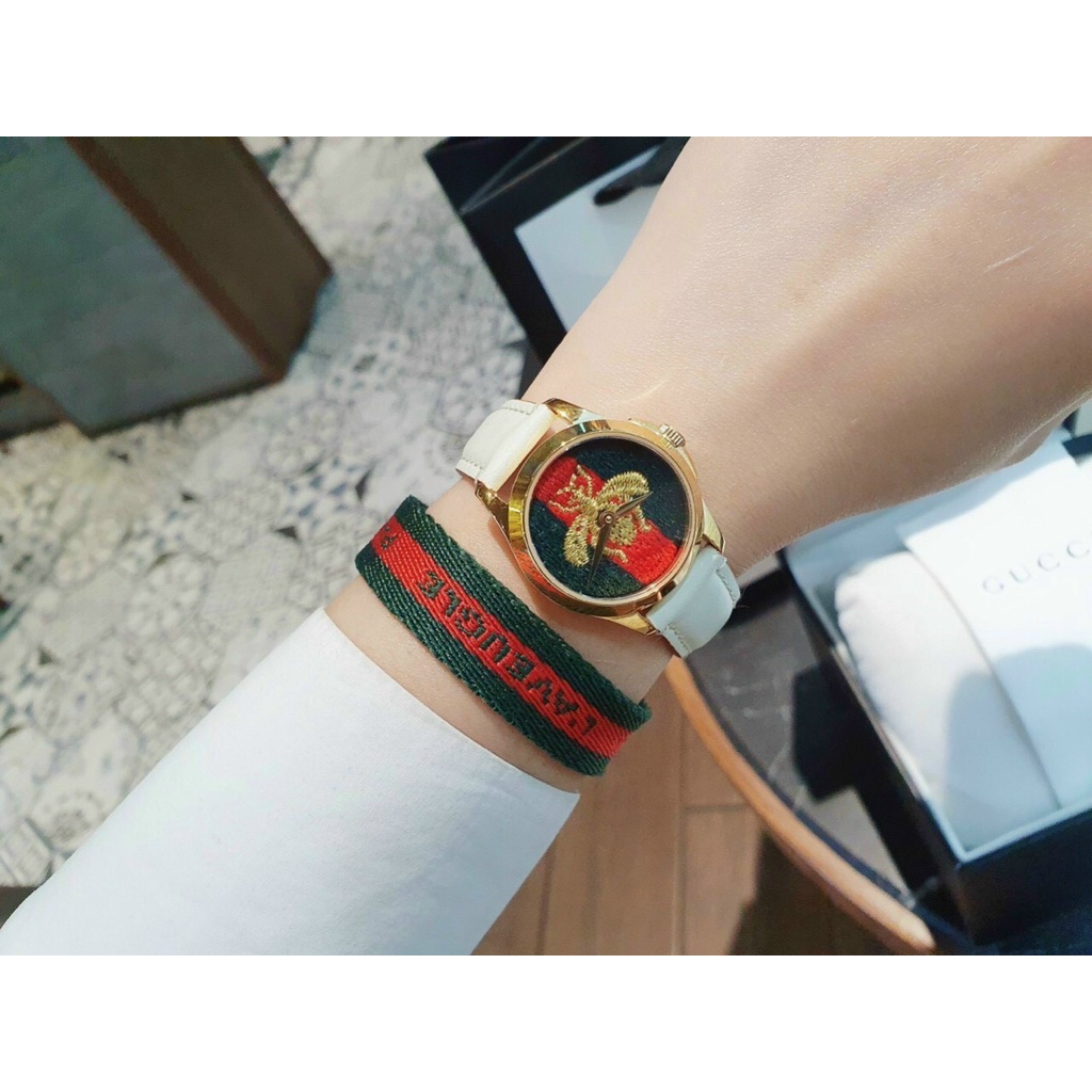 Đồng hồ nữ GUCCI ong 28mm, tặng kèm bộ dây vải + bộ hộp cao cấp, máy Swissquartz pin 5 năm