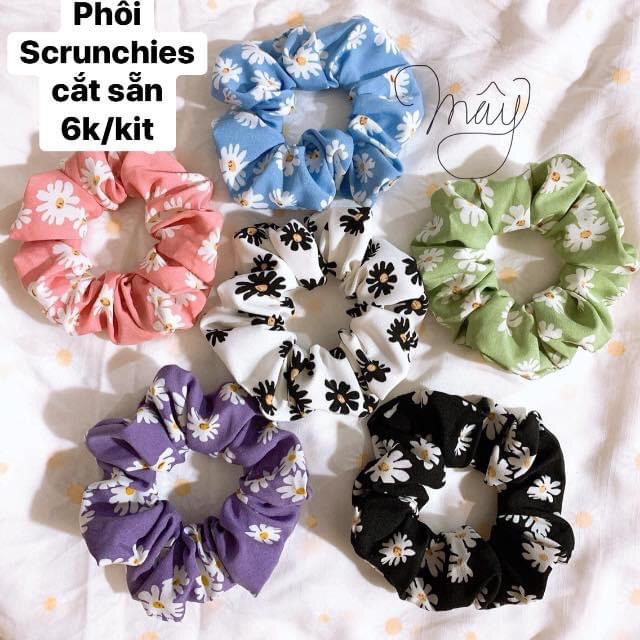 V299🌈 VẢI MAY SCRUNCHIES CẮT SẴN +CHUN, KIM, CHỈ