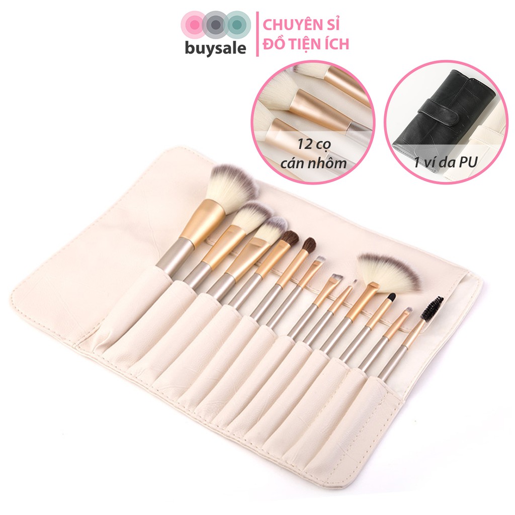 Bộ 12 cọ trang điểm cá nhân có bao da bảo quản - buysale - BSPK167