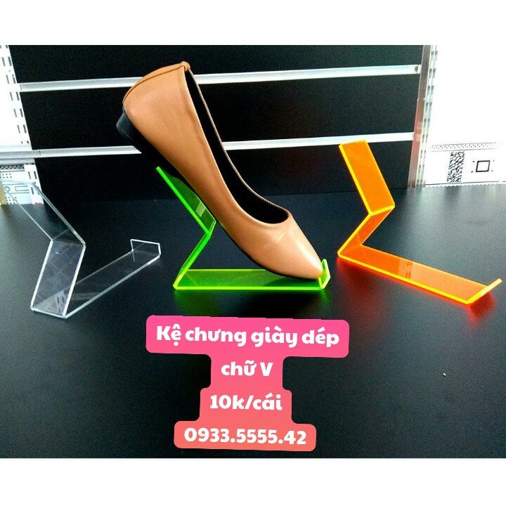 Combo 10 cái Kệ Đế Mica {FREE SHIP-RẺ], Lồng lót, móc giày dép Trưng Bày Giày/Dép Kiểu Chữ V