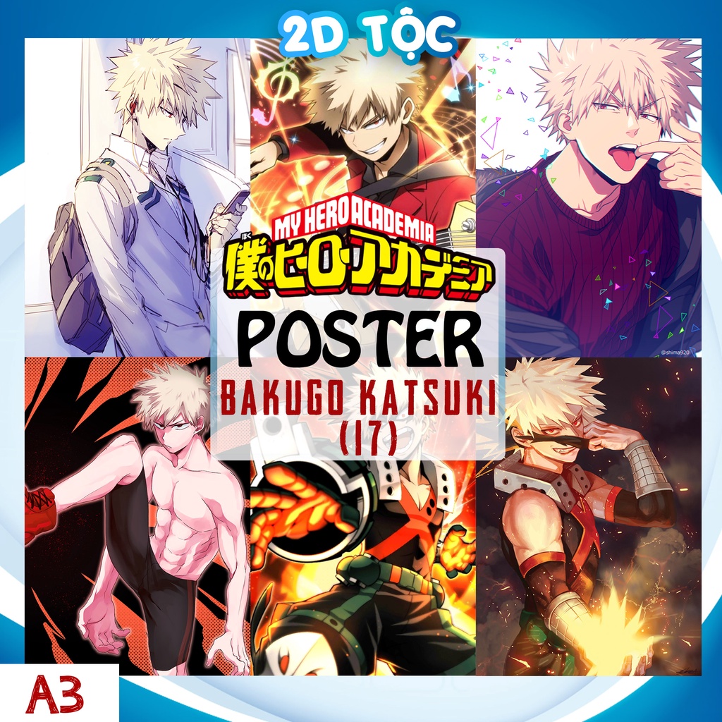 Tranh poster A3 dán tường Bakugo Katsuki (17) Anime Manga My Hero Academia - 2D Tộc Shop