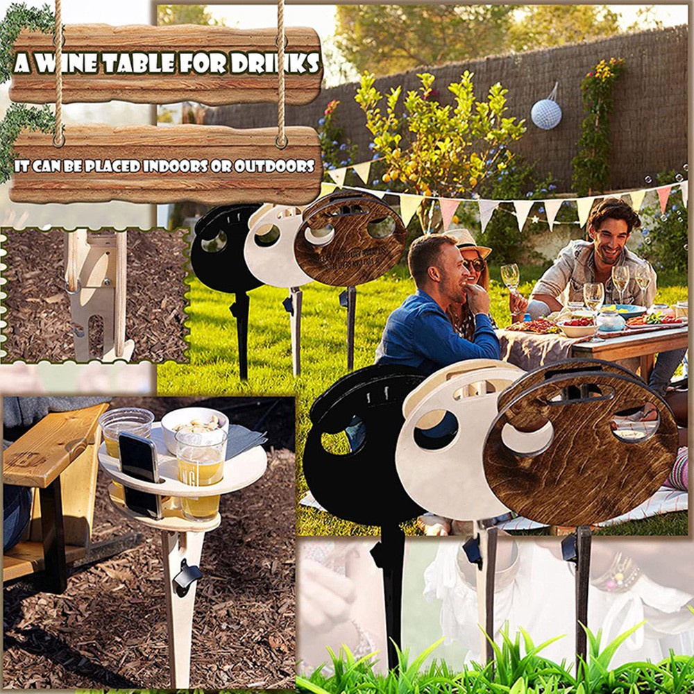 BEAUTY Garden Picnic Table Portable Drinking Desk Wine Table Travel Beach Whisky Outdoor Collapsible Beer Glass Rack/Multicolor