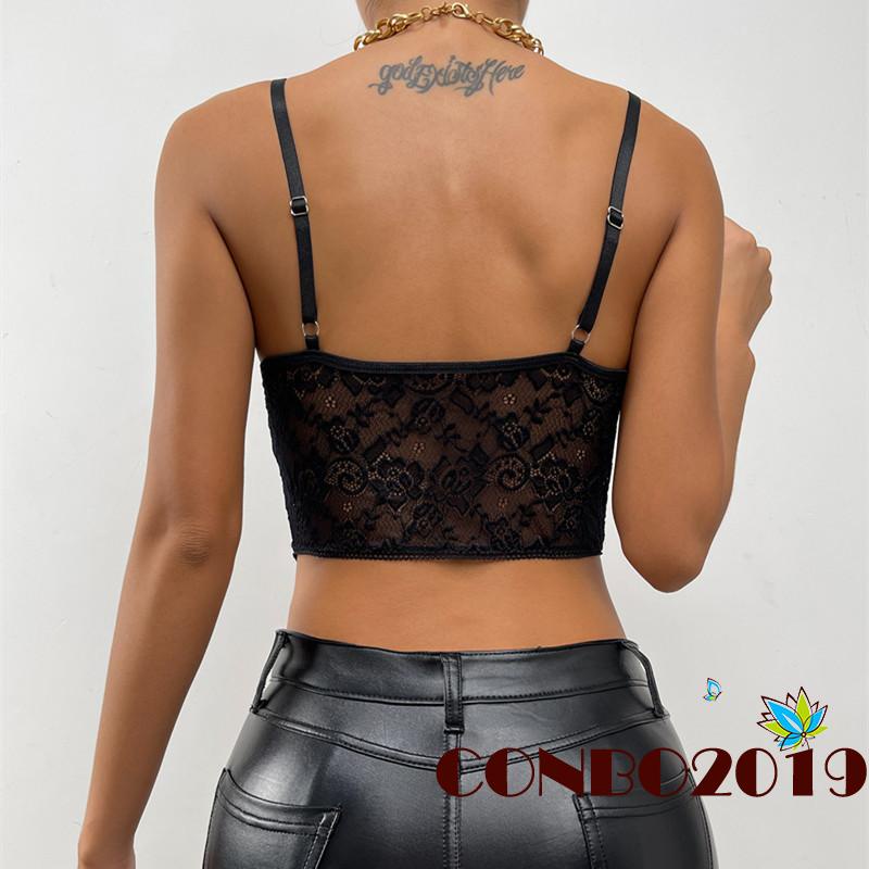 Áo Tank Top Ôm Dáng Viền Ren Màu Đen Gợi Cảm Cho Nữ
