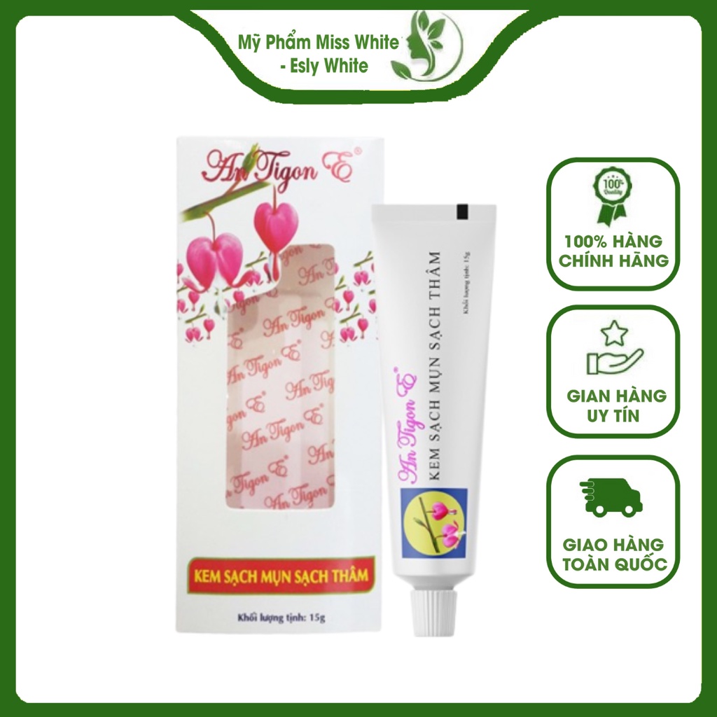 Kem Sạch Mụn Sạch Thâm ANTIGON E 15g Miss White Hỗ Trợ Cân Bằng Độ Ẩm Cho Da