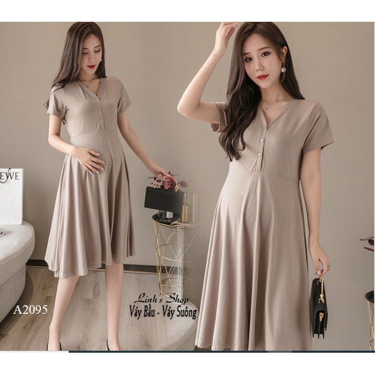 Váy Bầu Đầm Bầu Xinh Thun Lạnh A2095