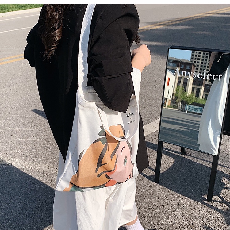 Túi Đeo Vai Vải canvas Cầm Tay Sức Chứa Lớn Thời Trang Cho Nữ