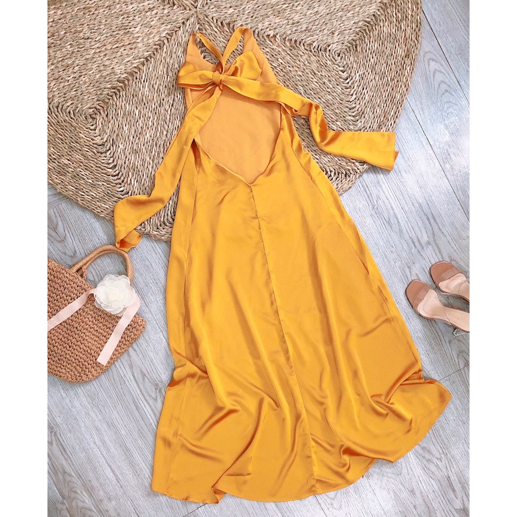 ⚡️BÁN SỈ⚡️Maxi yếm lụa 2 lớp 4 màu chuẩn chất lụa satin
