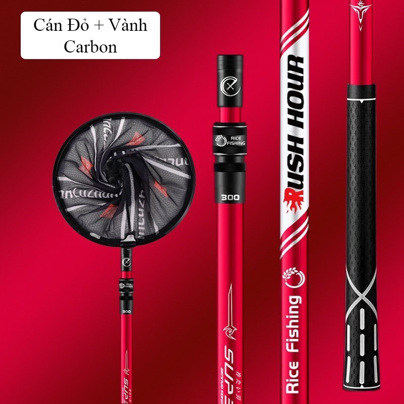 Cán Vợt Cá Carbon Rice Fishing cao cấp chuyên dụng câu đài câu đơn có thể thu gọn