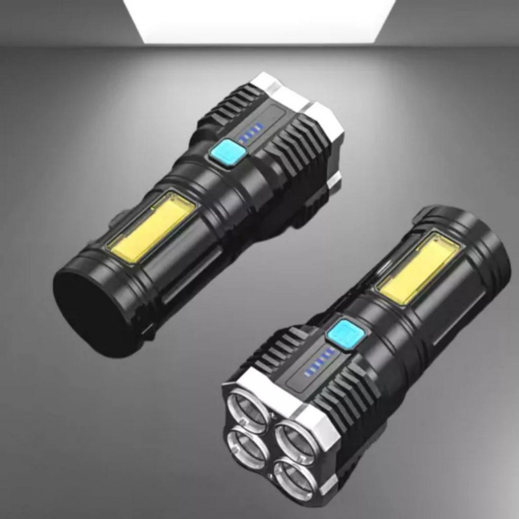 Đèn pin cầm tay 4 bóng led siêu sáng chống nước-Pin trâu