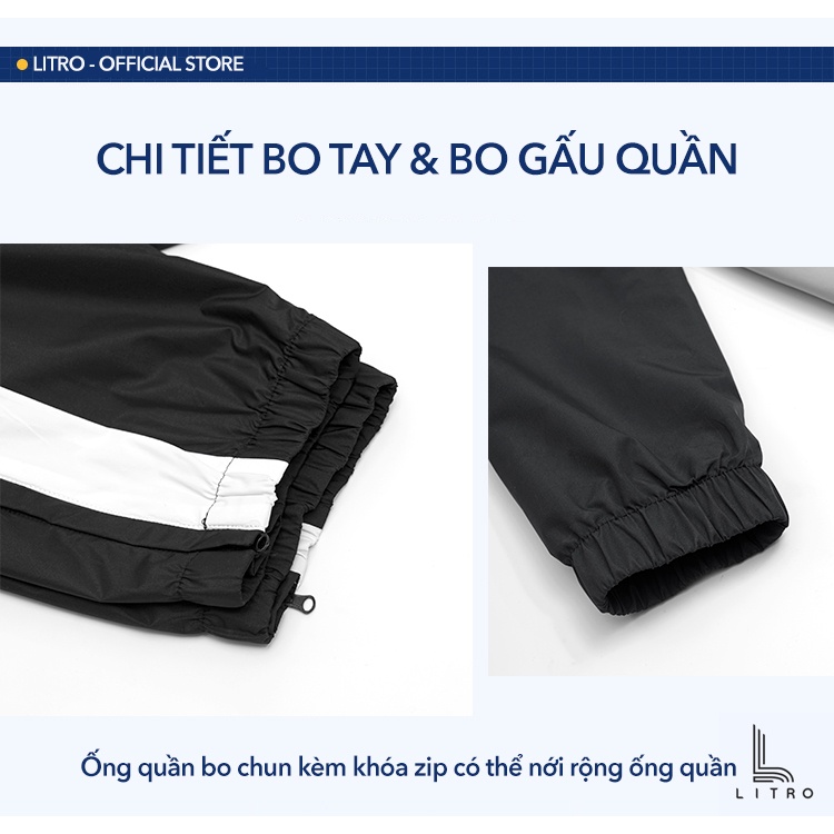 Bộ gió nam cao cấp LITRO Bộ quần áo gió thể thao thu đông nam có mũ trùm hàng thiết kế xuất khẩu BG01