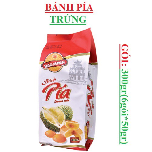 Bánh pía trứng sầu riêng (durian cake), Bánh pía chay Bảo Minh gói 300gr (6túi x 50gr)