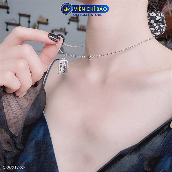 Dây chuyền bạc nữ chữ nhật đá đen bạc thái mới chất liệu bạc Thái 925 thời trang phụ kiện trang sức nữ D000176x