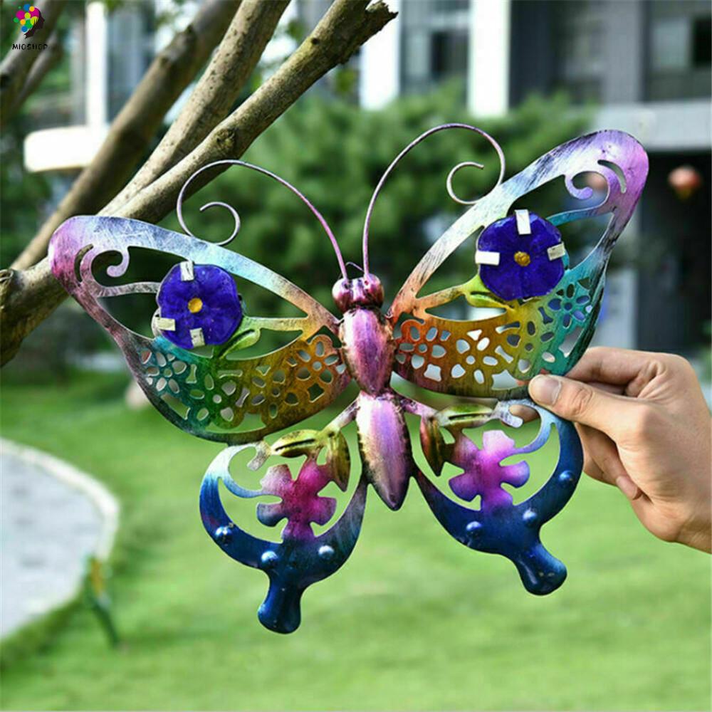 MIOSHOP Large Metal Butterfly Home Wall Art Garden Decorative 3D Beautiful Fence Ornament Courtyard Hanging Sculpture