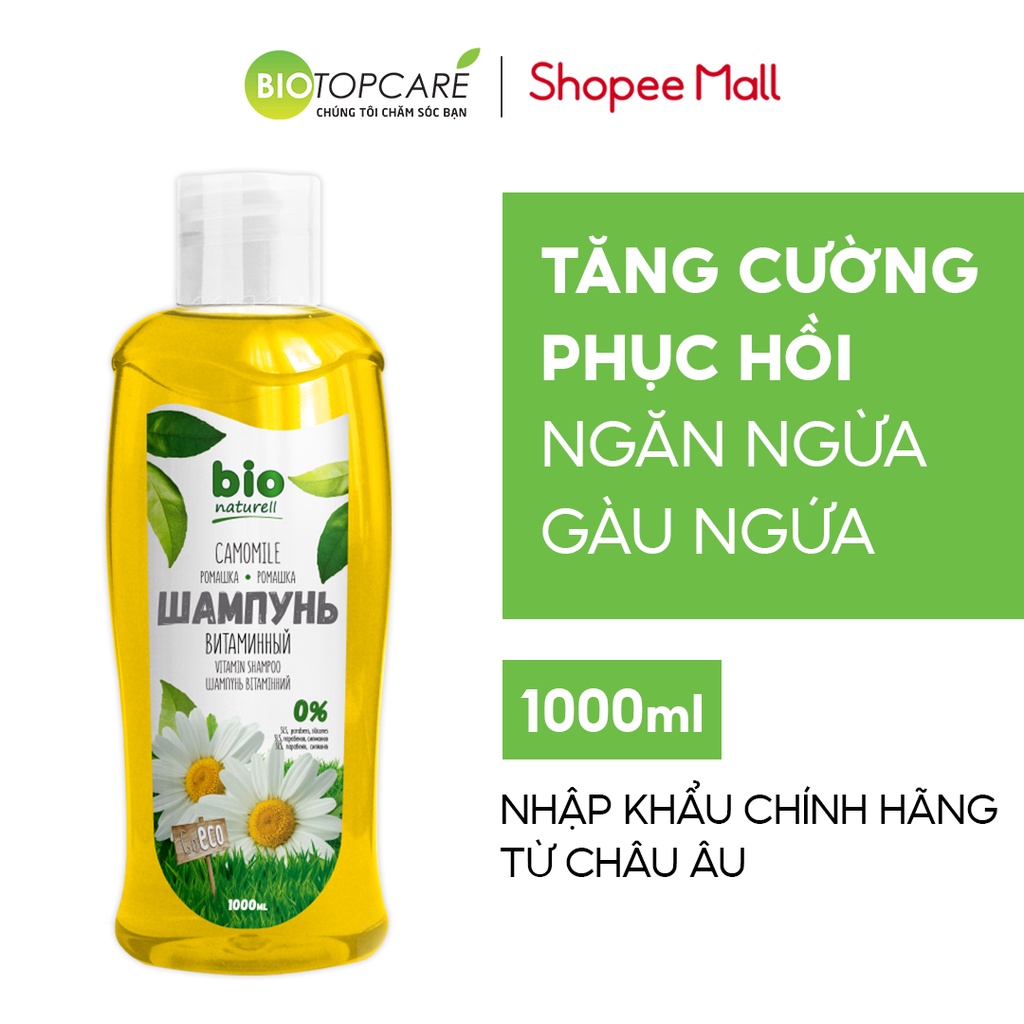 Dầu gội Bio Naturell suôn mượt &amp; chắc khỏe chiết xuất hoa Cúc La Mã 1000ml - BioTopcare Official