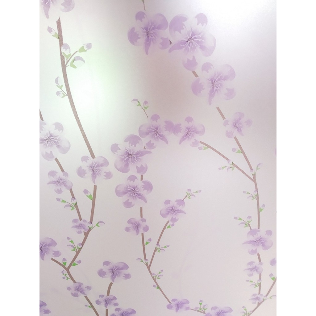 Decal dán kính khổ 45cm nhành đào tím keo sẵn bóc dán