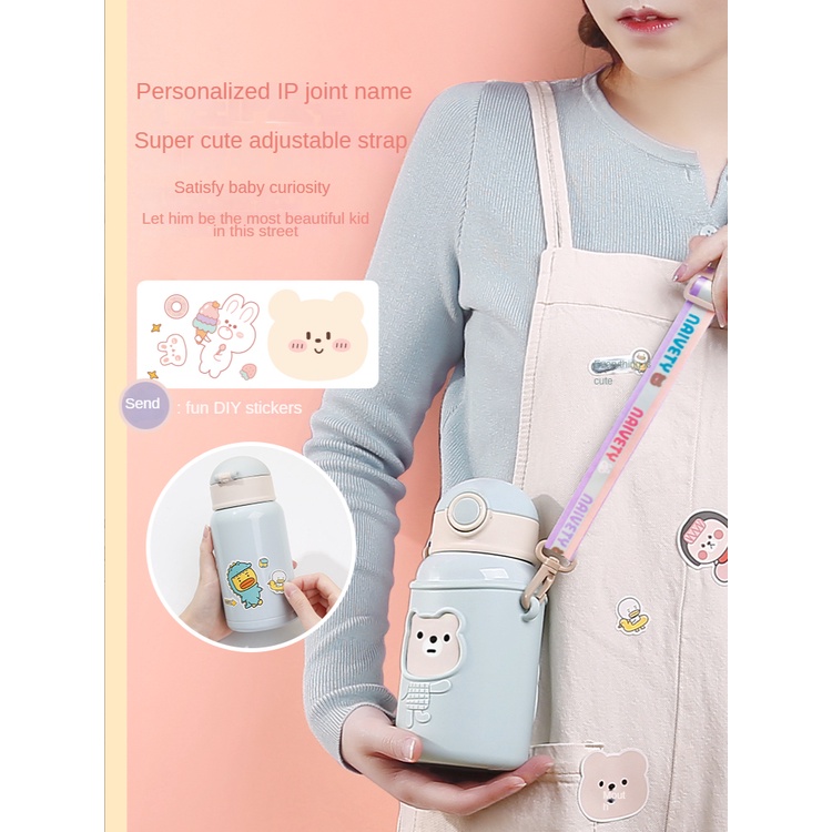Youpin Bình Nước Giữ Nhiệt 316 450ml Kèm Ống Hút Thiết Kế Dễ Thương Cho Bé