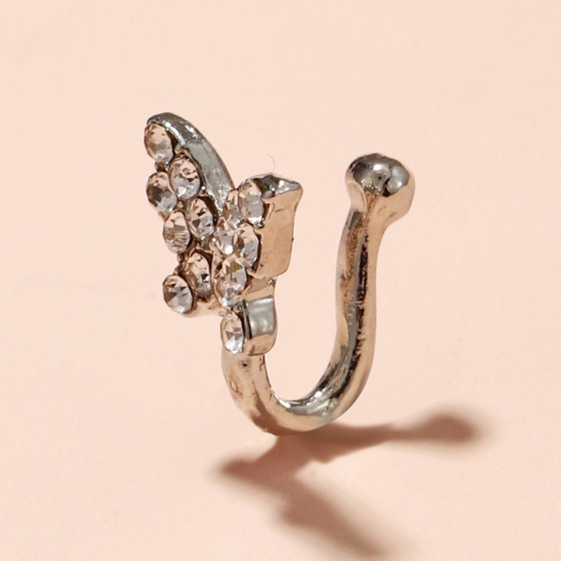 Khuyên đeo mũi hình bướm có đính đá thời trang mới 2022