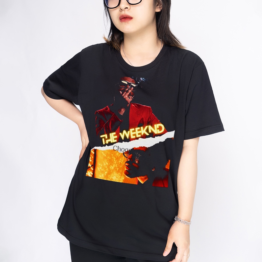 2Nub /Áo thun Wright the Weeknd nhạc rap phong cách streetwear Âu Mỹ cotton form rộng!