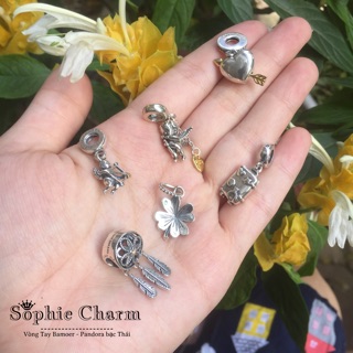 Charm treo bạc Thái charm dreamcatcher thần tình yêu charm valy cỏ 4 lá may mắn