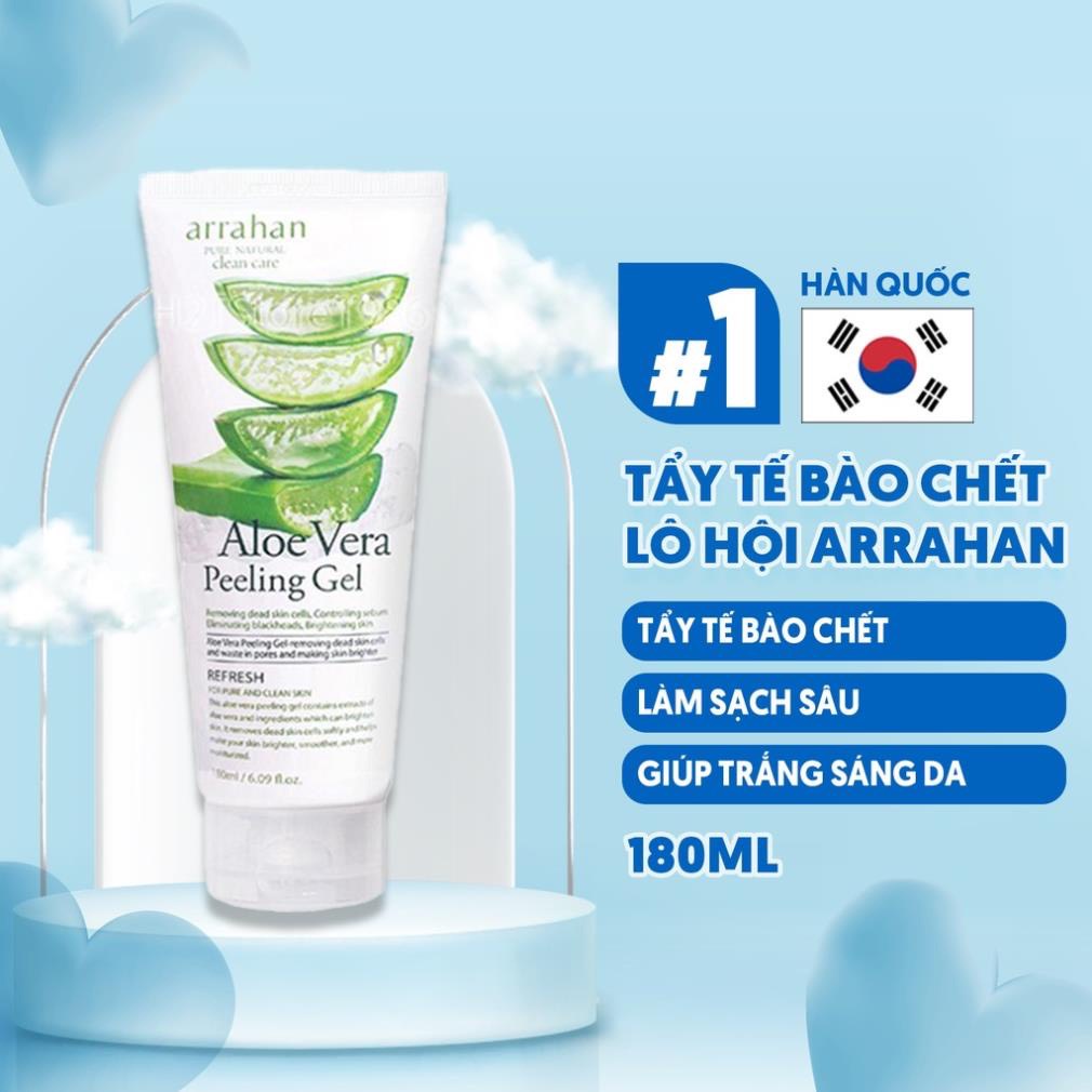CHÍNH HÃNG -  Tẩy tế bào chết lô hội Arrahan Aloe Vera Peeling Gel 180ml - HÀN QUỐC
