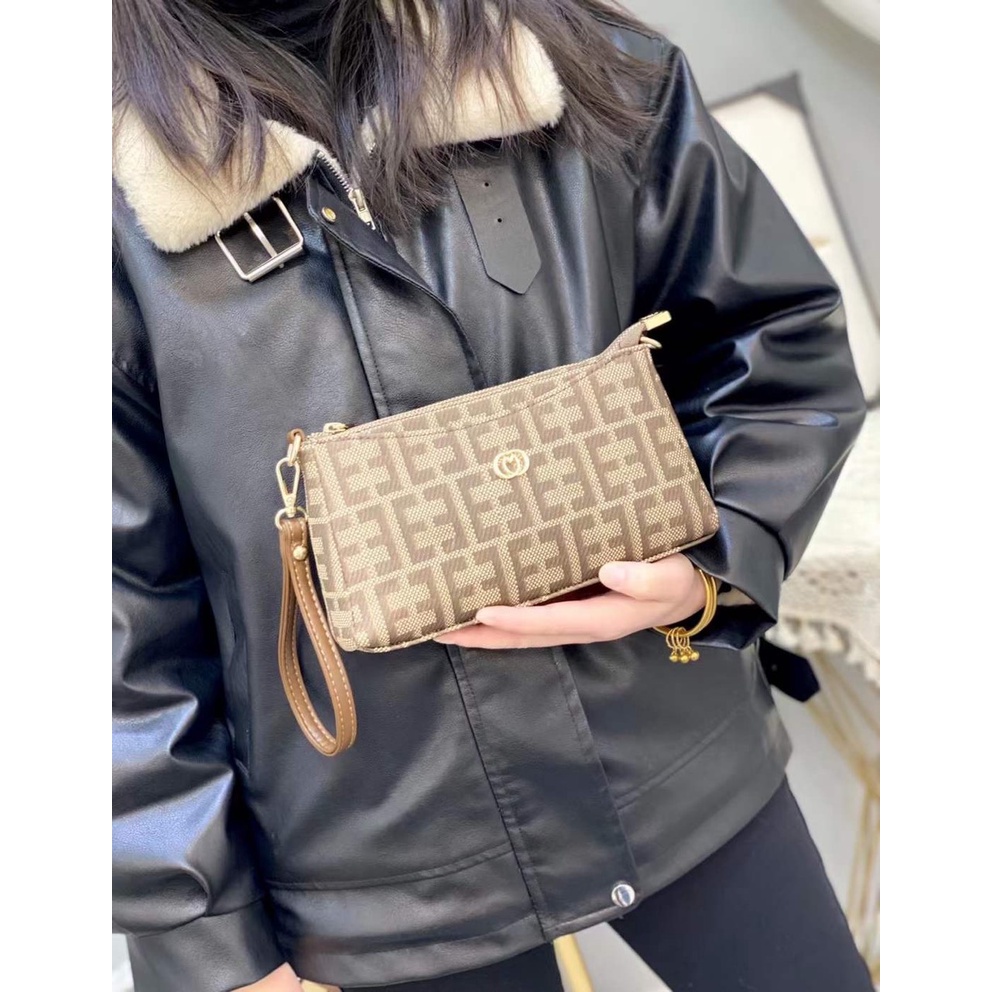 Ví nữ dài cầm tay ví clutch nữ nhiều ngăn họa tiết monogram thời trang vintage Y2984