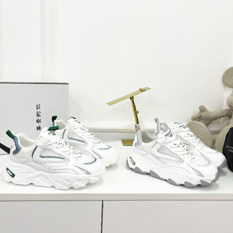 M(ẢNH THẬT) Giày Thể Thao Trắng Viền Màu Đế 5p Da Mềm Êm Box Cao Cấp