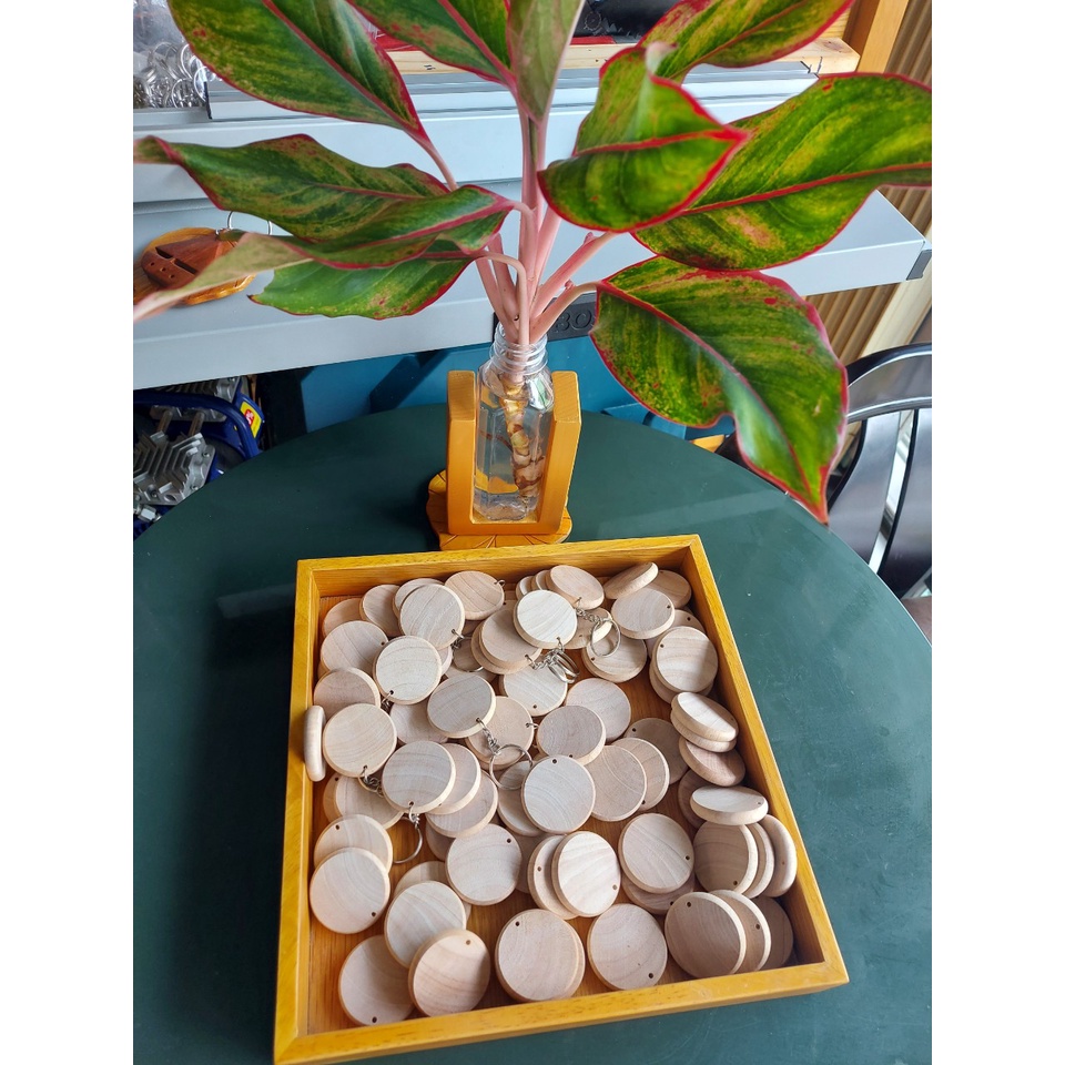 Móc khóa khắc laser, móc khóa hoa lá, móc khóa 12 con giáp, móc khóa gỗ tự nhiên, phôi móc khóa tròn