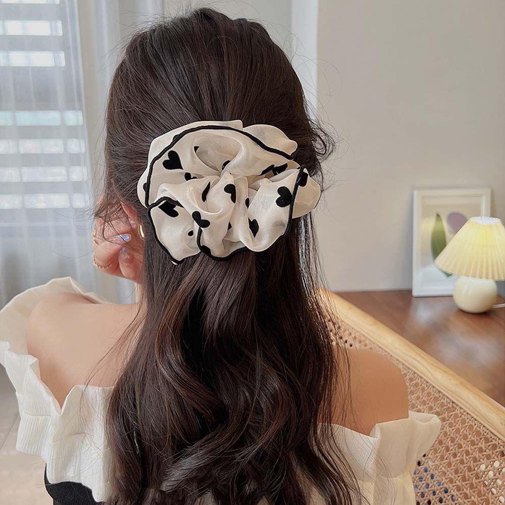 Dây Cột Tóc Đuôi Ngựa Chất Liệu Organza In Họa Tiết Chấm Bi Dễ Thương Cho Bạn Gái 1 Tuổi