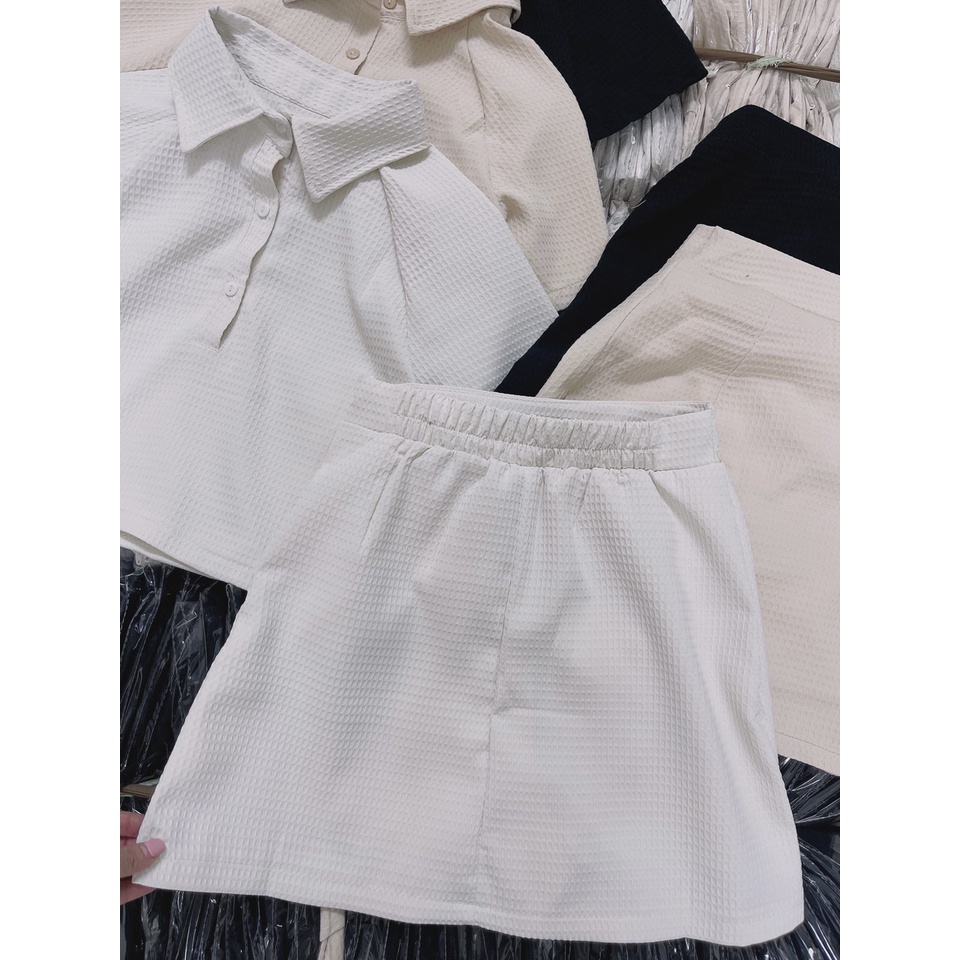 Sét Croptop Chân Váy Cạp Chun 5cm Khóa Sườn Có Lót Quần Chất Xốp Tổ Ong Dày Dặn Mát Không Lộ | Smide Clothing